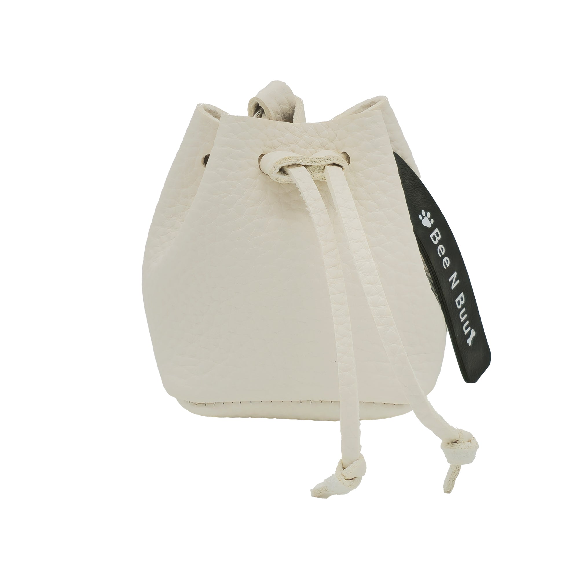 Leather Poop Bag Holder - Bee N Buu(White)