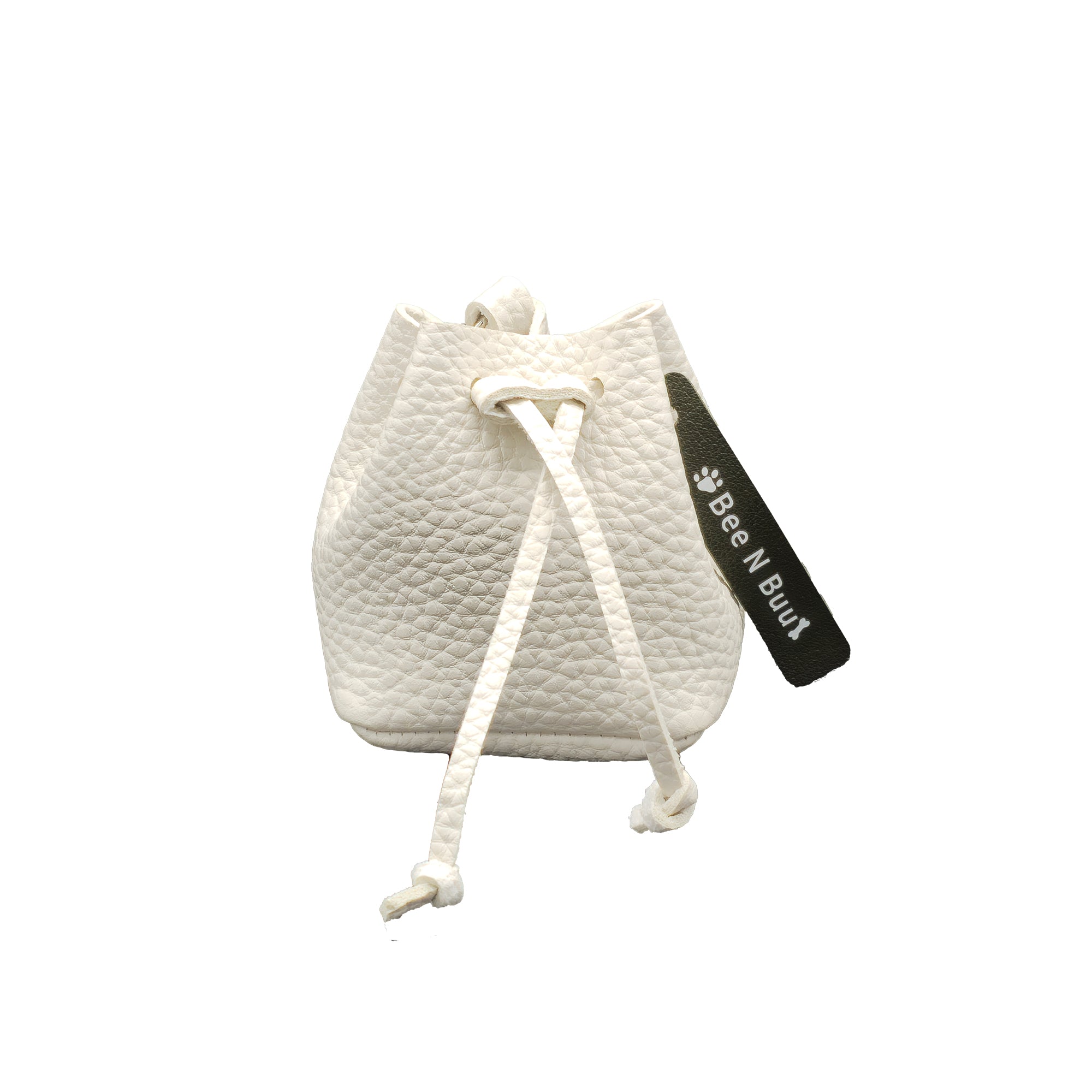 Leather Poop Bag Holder - Bee N Buu(White)