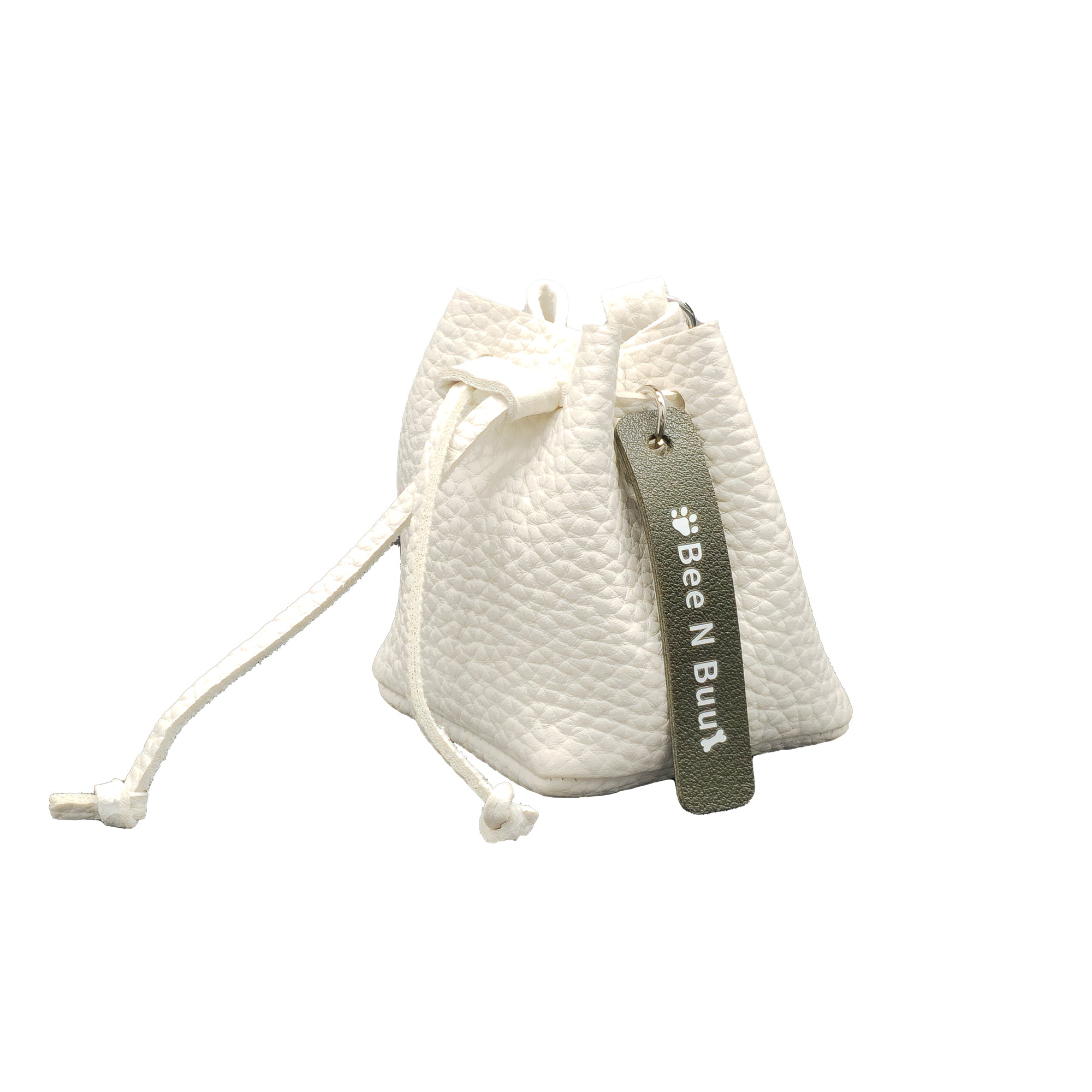 Leather Poop Bag Holder - Bee N Buu(White)